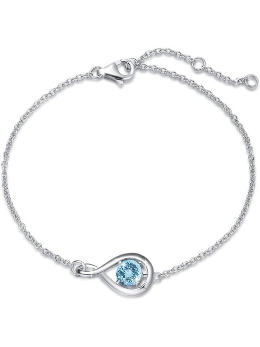 Sterling Silver Infinity Birthstone Bracelet for Women - Elegant Gift Idea